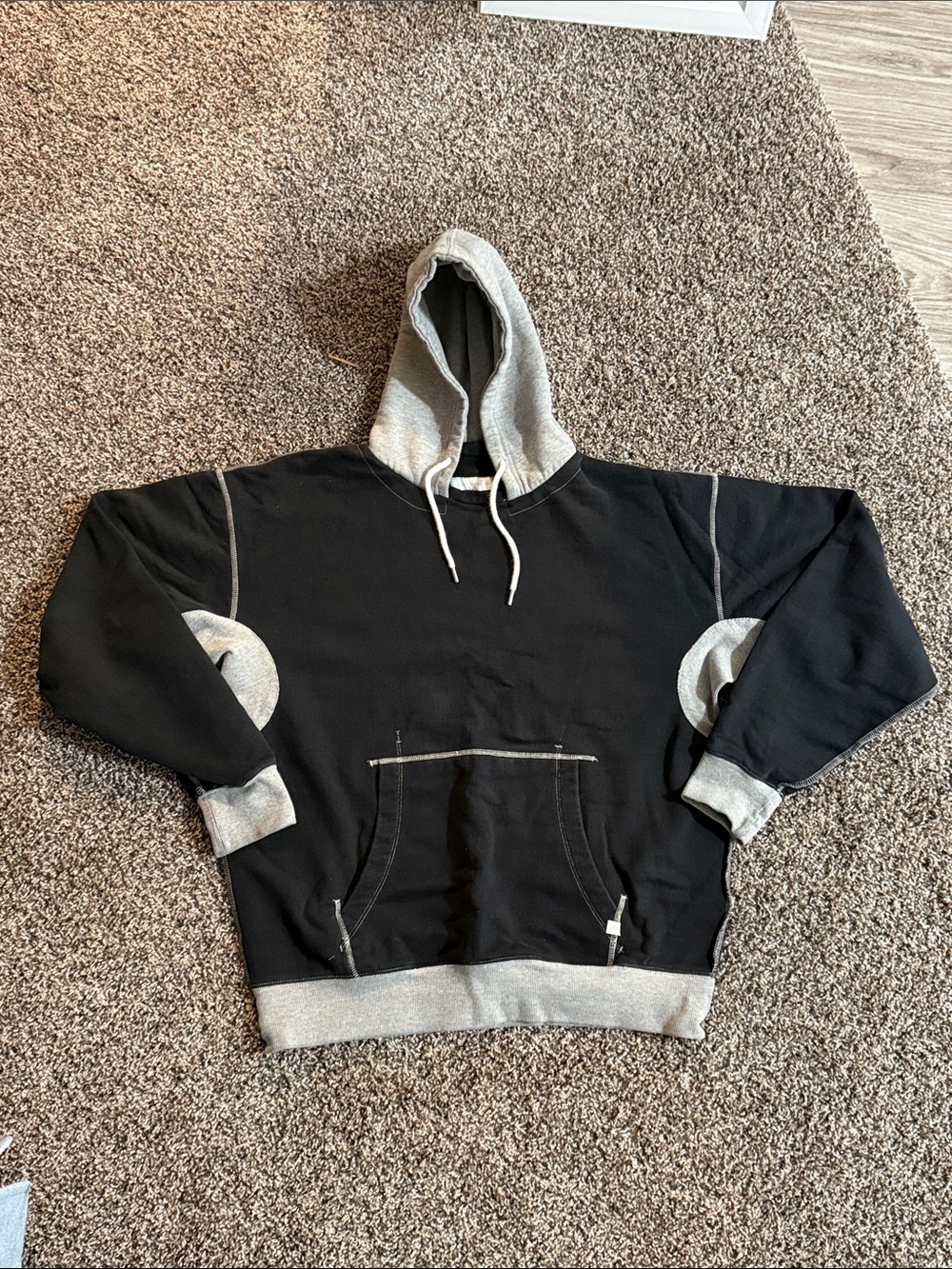 Two-Tone Black and Gray Pullover Hoodie